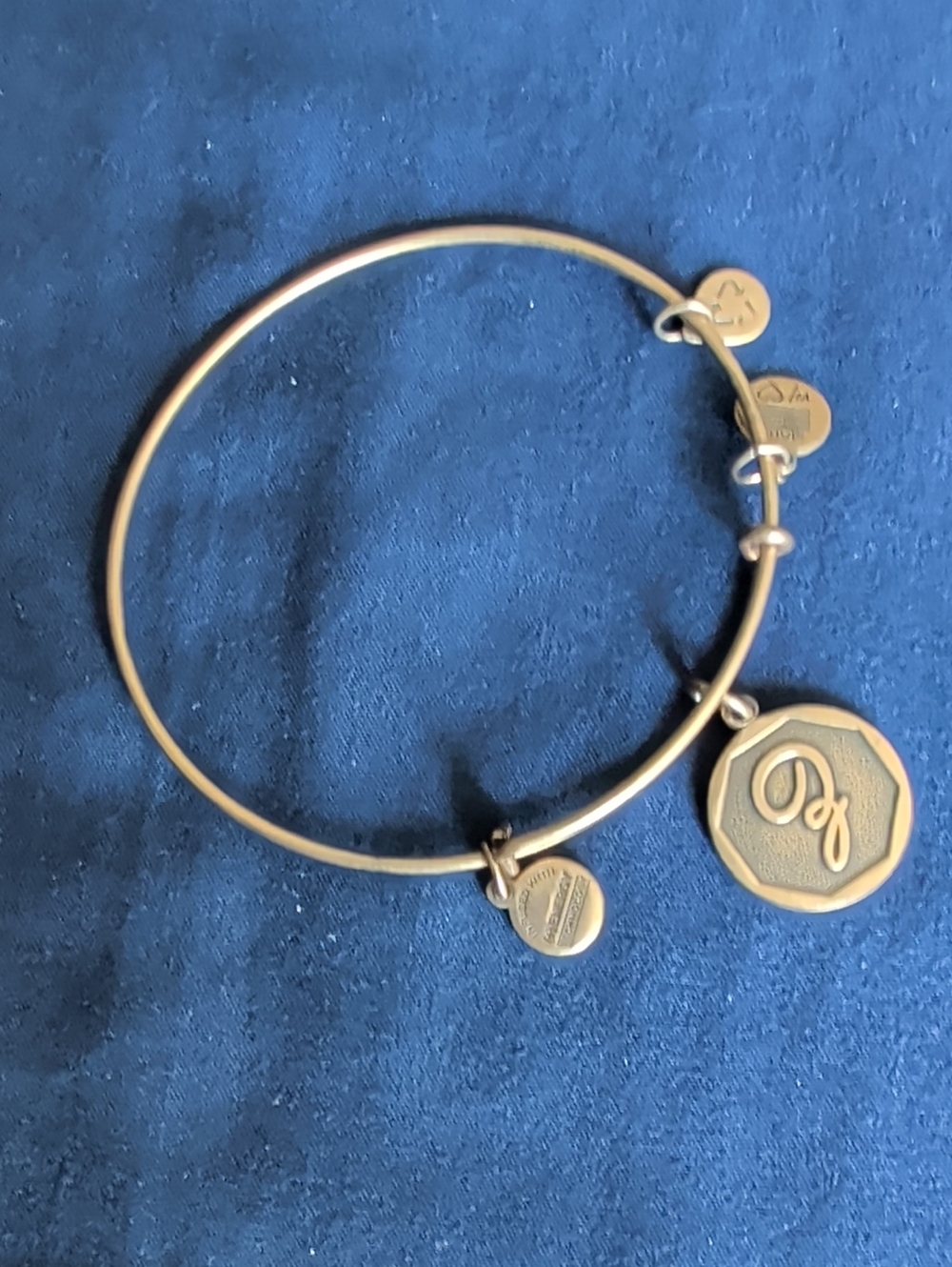 Alex and Ani Gold Charm Bangle with Signature Disc Charms
